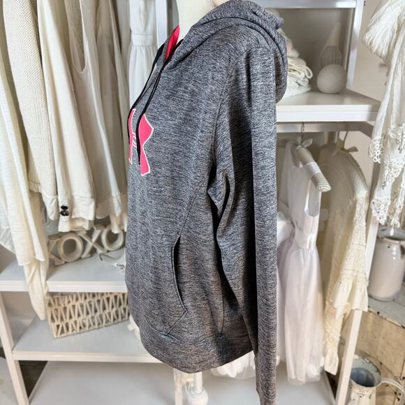 Under Armor Hoodie gray pink size XL athleisure, lounging, comfort classic #4342 - Picture 3 of 8